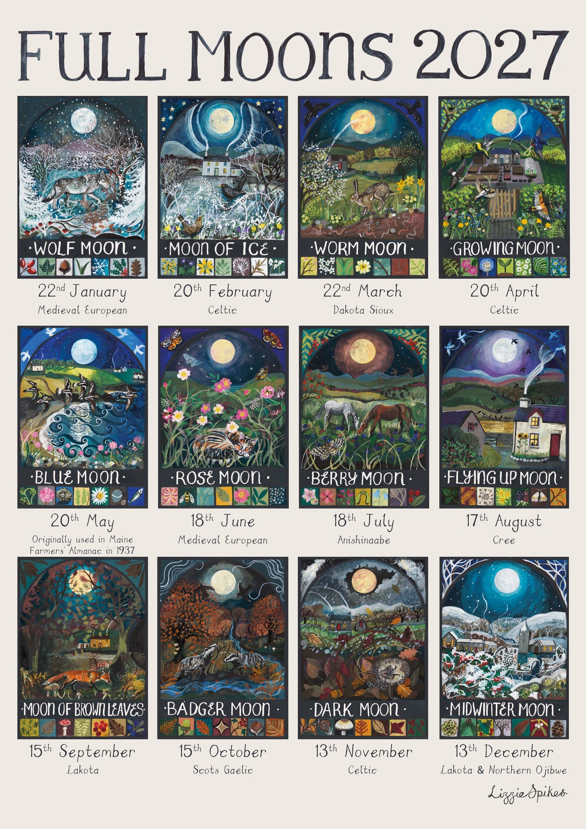 Full Moons 2027 - American Version Fine Art Print